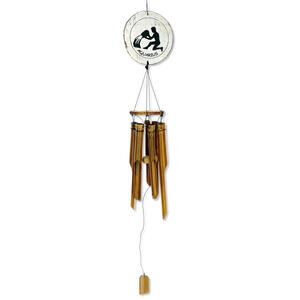 Zodiac Aquarius Bamboo Wind Chime - 41" Indoor Outdoor Hanging Home Décor